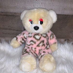 VINTAGE PLAY BY PLAY PINK LEOPARD PINK BEAR PLUSH RARE